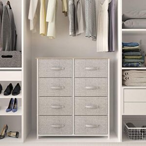 YITAHOME Storage Tower with 8 Drawers & Wooden Top & Dresser with 5 Drawers - Fabric Storage Tower, Organizer Unit, Gray (FTBFSD-0005)