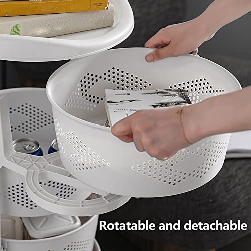 Kitchen Rotating Storage Rack 4 Tier Kitchen Fruit Vegetable Storage Basket Floor-Standing, Carbon Steel Multi-Layer Organizer, Movable Household Storage Shelf for Living Room and Toilet