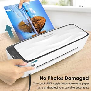 Laminator, A4 Laminator Machine, 9 Inch Cold-Thermal Laminator with 20 Pouches Sheets, 4-in-1 Personal Desktop Laminating Machine Built in Paper Cutter, Corner Rounder, Hole Puncher and Iron Ring