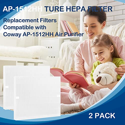 AP-1512HH True HEPA Filter Replacement Compatible with Coway AP-1512HH AP1512HH Mighty Air Purifier, AP-1512HH-FP, Item NO #3304899 2 Pack