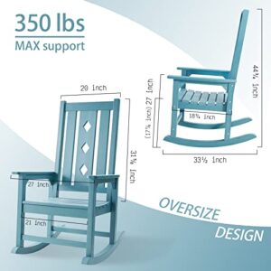 EFURDEN Rocking Chair, Weather Resistant Poly Lumber Rocking Chair for Adults, Smooth Rocker for Indoor and Outdoor, 350lbs Load (Blue)