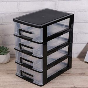 DOITOOL Four- Layer Storage Drawers- Portable Plastic Drawers Organizer- Transparent Kitchen Pantry Storage Cabinet Multifunction Plastic Drawers for Home Office Bedroom