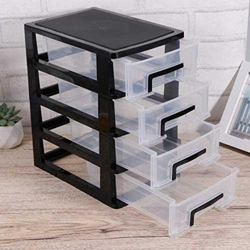 DOITOOL Four- Layer Storage Drawers- Portable Plastic Drawers Organizer- Transparent Kitchen Pantry Storage Cabinet Multifunction Plastic Drawers for Home Office Bedroom