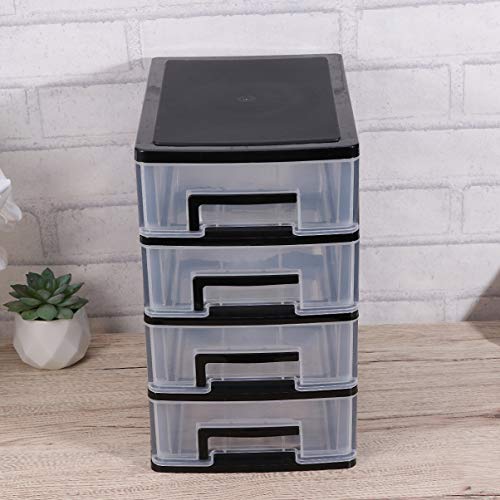 DOITOOL Four- Layer Storage Drawers- Portable Plastic Drawers Organizer- Transparent Kitchen Pantry Storage Cabinet Multifunction Plastic Drawers for Home Office Bedroom