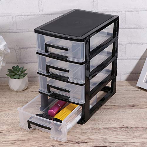 DOITOOL Four- Layer Storage Drawers- Portable Plastic Drawers Organizer- Transparent Kitchen Pantry Storage Cabinet Multifunction Plastic Drawers for Home Office Bedroom