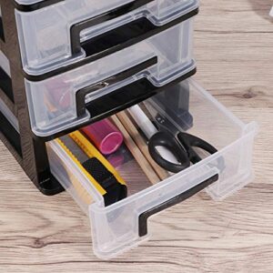 DOITOOL Four- Layer Storage Drawers- Portable Plastic Drawers Organizer- Transparent Kitchen Pantry Storage Cabinet Multifunction Plastic Drawers for Home Office Bedroom