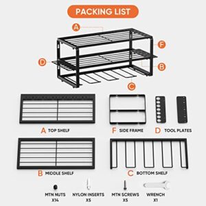 TICONN Heavy Duty Tool Organizer Rack, Garage Wall Mounted Electric Drill Storage Rack with Charger Shelf with 100lbs Weight Limit (Basic Side tool Strips)