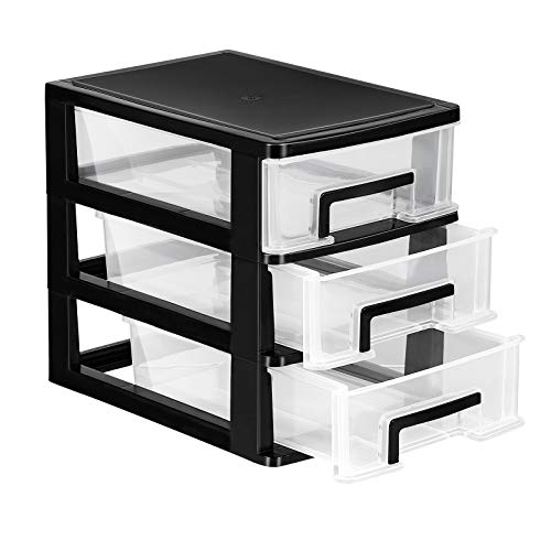 Homoyoyo 3 Plastic Drawers Office Small Rv Bathroom Storage for Small Spaces Plastic Drawers Organizer