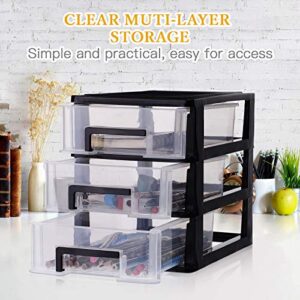 Homoyoyo 3 Plastic Drawers Office Small Rv Bathroom Storage for Small Spaces Plastic Drawers Organizer