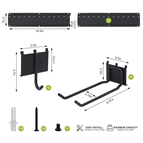 Garage Tool Storage Rack, Heavy Duty Garden Tool Holder Organizer Steel Hooks Wall Mounted Mop & Broom Storage Tool Rack with 7 Hooks Holds Garden Yard Tools,Christmas Gift for Men Dad