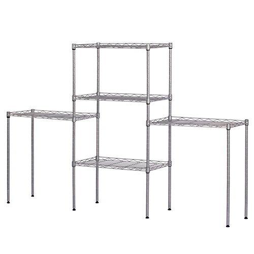 5 Tier Adjustable Storage Rack, Metal Storage Wire Shelving Standing Storage Shelf Units for Bathroom, Living Room, Balcony, Kitchen 550Lbs Capacity 21.2" L x 11.4" W x 59.1" H (Silver)