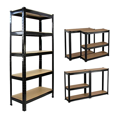 AUTOFU Racking Storage Shelving Unit Garage Shelving Storage Units Boltless Design Black for Easy Assembly 170cm x 75cm x 30cm - HxWxD