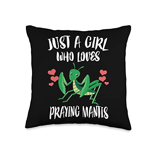 Praying Mantis Just A Girl Who Loves Throw Pillow, 16x16, Multicolor