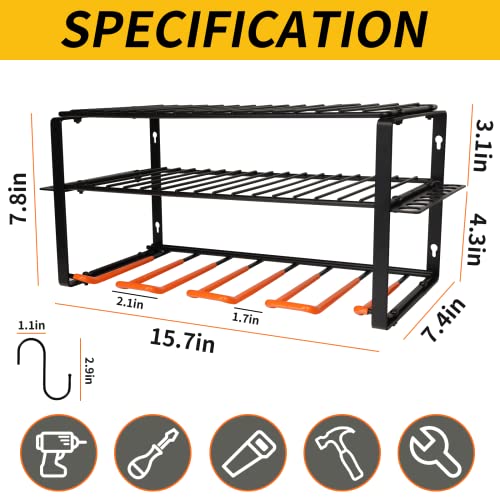 Intpro Power Tool Organizer Tool Storage And Organization Wall Mount Power Tool Holder Accessories Utility Tool Rack Hanger Shelf For Cordless Drill Wrench Screwdriver Garage