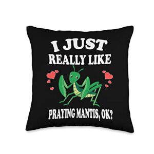 praying mantis i just really like ok throw pillow, 16x16, multicolor