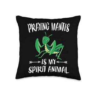 praying mantis spirit animal throw pillow, 16x16, multicolor
