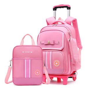 mfikaryi pretty princess girls rolling backpack,kids elementary primary wheeled schoolbag