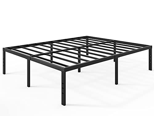 FSCHOS Full-Size-Bed-Frame / 18 Inch High/Metal Bed-Frames-Full/Reinforced Steel Slats Support/No Box Spring Needed/Heavy Duty Mattress Foundation/Easy Assembly/Noise Free/Black