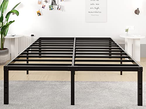 FSCHOS Full-Size-Bed-Frame / 18 Inch High/Metal Bed-Frames-Full/Reinforced Steel Slats Support/No Box Spring Needed/Heavy Duty Mattress Foundation/Easy Assembly/Noise Free/Black