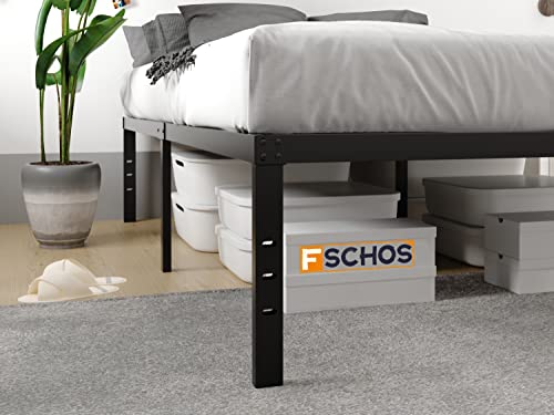 FSCHOS Full-Size-Bed-Frame / 18 Inch High/Metal Bed-Frames-Full/Reinforced Steel Slats Support/No Box Spring Needed/Heavy Duty Mattress Foundation/Easy Assembly/Noise Free/Black