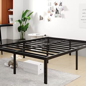 FSCHOS Full-Size-Bed-Frame / 18 Inch High/Metal Bed-Frames-Full/Reinforced Steel Slats Support/No Box Spring Needed/Heavy Duty Mattress Foundation/Easy Assembly/Noise Free/Black