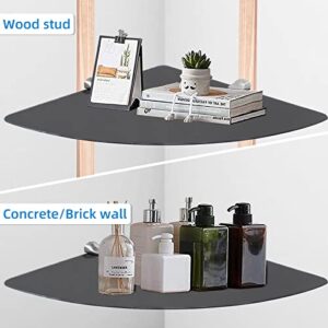 suptek Corner Floating Wall Mounted Shelf with Black Strengthened Tempered Glasses