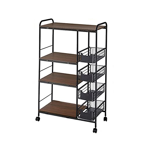 Slim Storage Cart - 4 Tier Bathroom Organizer Mobile Shelving Unit, Rolling Utility Cart Slide Out Organizer for Kitchen, Bathroom, Laundry, Narrow Places