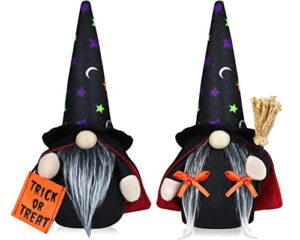 halloween decorations indoor 2pcs witch halloween gnomes plush decor, mr & mrs handmade tomte swedish gnome for halloween home table mantle tiered tray decor, halloween trick or treat gifts