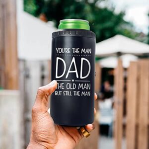 SANDJEST 4-in-1 Dad Tumbler Gifts for Dad from Daughter Son - 12oz Funny Old Man Dad Can Cooler Tumblers Cup - Stainless Steel Insulated Cans Coozie Christmas, Birthday, Father's Day Gift