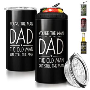 sandjest 4-in-1 dad tumbler gifts for dad from daughter son - 12oz funny old man dad can cooler tumblers cup - stainless steel insulated cans coozie christmas, birthday, father's day gift