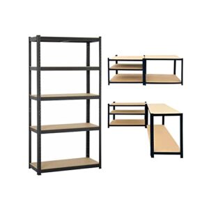 garage shelving units boltless assembly, heavy duty metal racking shelves for storage, black 5 tier (386lbs per shelf), 1929lbs capacity, for home basement laundry, 71" h x 35" w x 16" d