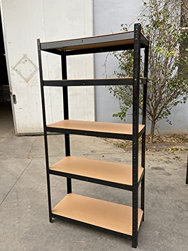 Garage Shelving Units Boltless Assembly, Heavy Duty Metal Racking Shelves for Storage, Black 5 Tier (386lbs Per Shelf), 1929lbs Capacity, for Home Basement Laundry, 71" H x 35" W x 16" D