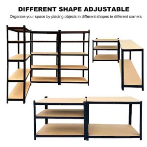 Storage Shelve 5-Tier Shelving Unit Sturdy Garage Rack Adjustable Organizer Metal Shelving Units, Bolt-free Assembly, 80H x 40W x 20D inch, with MDF Boards, Large Capacity for Garage, Kitchen (Black)