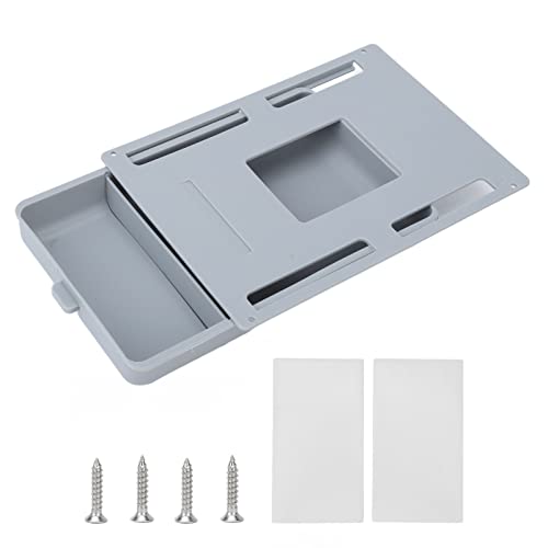 Adhesive Mini Under Desk Drawer, Gray Compact Multifunctional Stickup Under Table Drawer Handle Storage