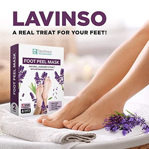 Foot Exfoliator Peeling Mask for Dry Cracked Feet - 3 Pack - Remove Dead Skin and Toxins with Lavender Foot Detox Effect - Foot Peel Mask for Baby Soft Feet by Lavinso