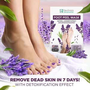 Foot Exfoliator Peeling Mask for Dry Cracked Feet - 3 Pack - Remove Dead Skin and Toxins with Lavender Foot Detox Effect - Foot Peel Mask for Baby Soft Feet by Lavinso