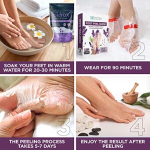 Foot Exfoliator Peeling Mask for Dry Cracked Feet - 3 Pack - Remove Dead Skin and Toxins with Lavender Foot Detox Effect - Foot Peel Mask for Baby Soft Feet by Lavinso