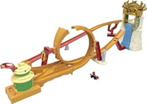 hot wheels the super mario bros. movie track set, jungle kingdom raceway playset with mario die-cast toy car inspired by the film