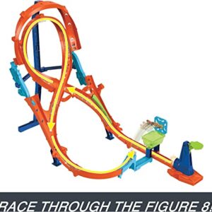 Hot Wheels Toy Car Track Set with Figure-8 Jump & 1:64 Scale Car, 2-Ft Tall Track, Connects to Other Sets