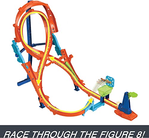 Hot Wheels Toy Car Track Set with Figure-8 Jump & 1:64 Scale Car, 2-Ft Tall Track, Connects to Other Sets