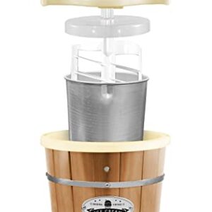 Elite Gourmet EIM-924L## 4 quart Old Fashioned Vintage Appalachian Wood Bucket Electric Ice Cream Maker Machine with Leak-Proof Liner, Uses Ice and Rock Salt Churns Ice Cream in Minutes, 4 Qt, Pine