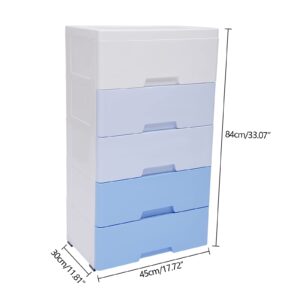 WOQLIBE Plastic Storage Dressers Drawers,Stackable Vertical Clothes Storage Tower with Wheel Lockable,Lockable Storage Cabinet with Open Storage Shelves for Home Office(Gradient Blue)