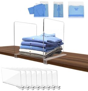 my deco choice shelf dividers for closet organization 8 pcs, includes a clothes folding board, shelves dividers for closet- clear shelf dividers for closets,acrylic shelf dividers,closet shelf divider