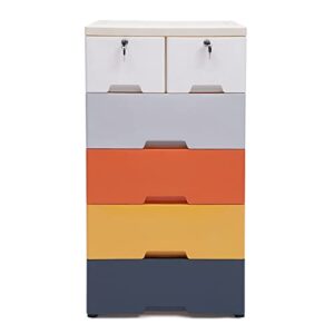 plastic drawers dresser with 6 drawers, 19.69 x 13.78 x 40.16inches plastic tower closet organizer with wheels suitable for apartments condos and dorm rooms, gdrasuya10 (color a)