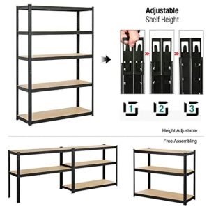 Heavy Duty Garage Shelving 67" H x 30" W x 12" D 386LB Per Shelf | Black, Rust Resistant Racking, 5 Tier Garage Storage | Adjustable Shelves, Boltless Assembly | for Shed, Home & Office