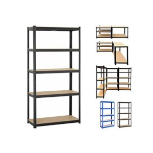 5 tier shelving unit storage units heavy duty metal shelves for warehouse/garage/shed/workshop/commercial/industrial/kitchen, 1929lb capacity(386lb per shelf), 67" h x 30" w x 12" d black