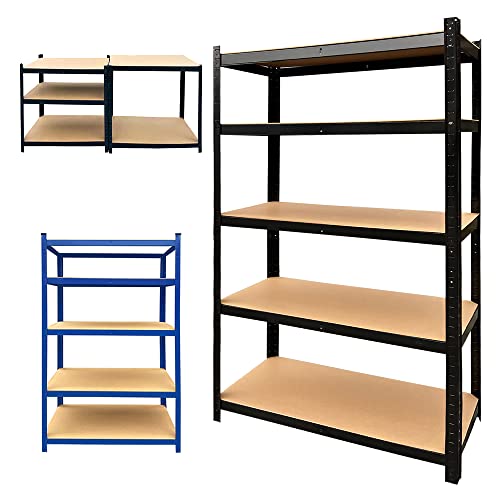 5-tier Metal Shelving Unit Adjustable Garage Storage Utility Rack Organization Multipurpose Shelf Warehouse Basement Kitchen Living Room,Storage Shelving Utility Shelf,168H x 75W x 30D,Black