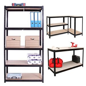 5-tier Metal Shelving Unit Adjustable Garage Storage Utility Rack Organization Multipurpose Shelf Warehouse Basement Kitchen Living Room,Storage Shelving Utility Shelf,168H x 75W x 30D,Black