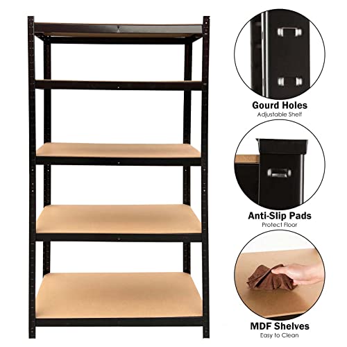 5-Tier Heavy Duty Metal Shelving, 77" x 39" x 20" Racking Storage Unit with Adjustable Shelves, 385LB Capacity Per Shelf, Garage Storage Shelving Units, Boltless Shelving Unit for Free Combination