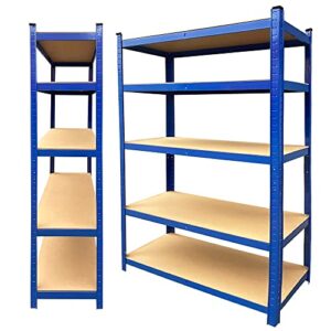 youseahome 5 tier garage shelving units ,heavy duty racking,148h x 70w x 30d,shelves for storage 5 bay,capacity 150kg,for workshop, shed, office,blue